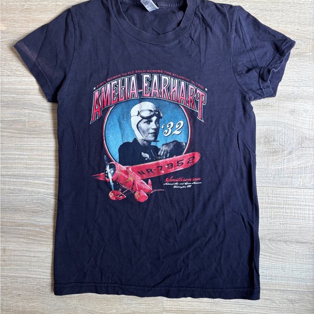 Amelia Earhart Graphic Tee - Blue